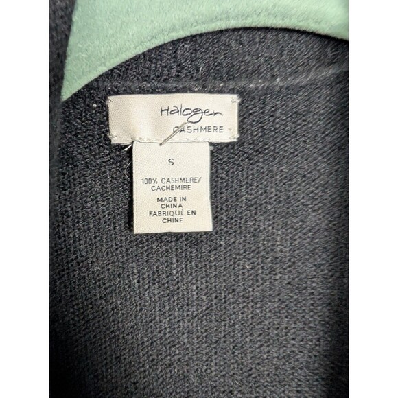 Halogen 100% cashmere long line open cardigan Sweater black striped women S 223 - Picture 3 of 7